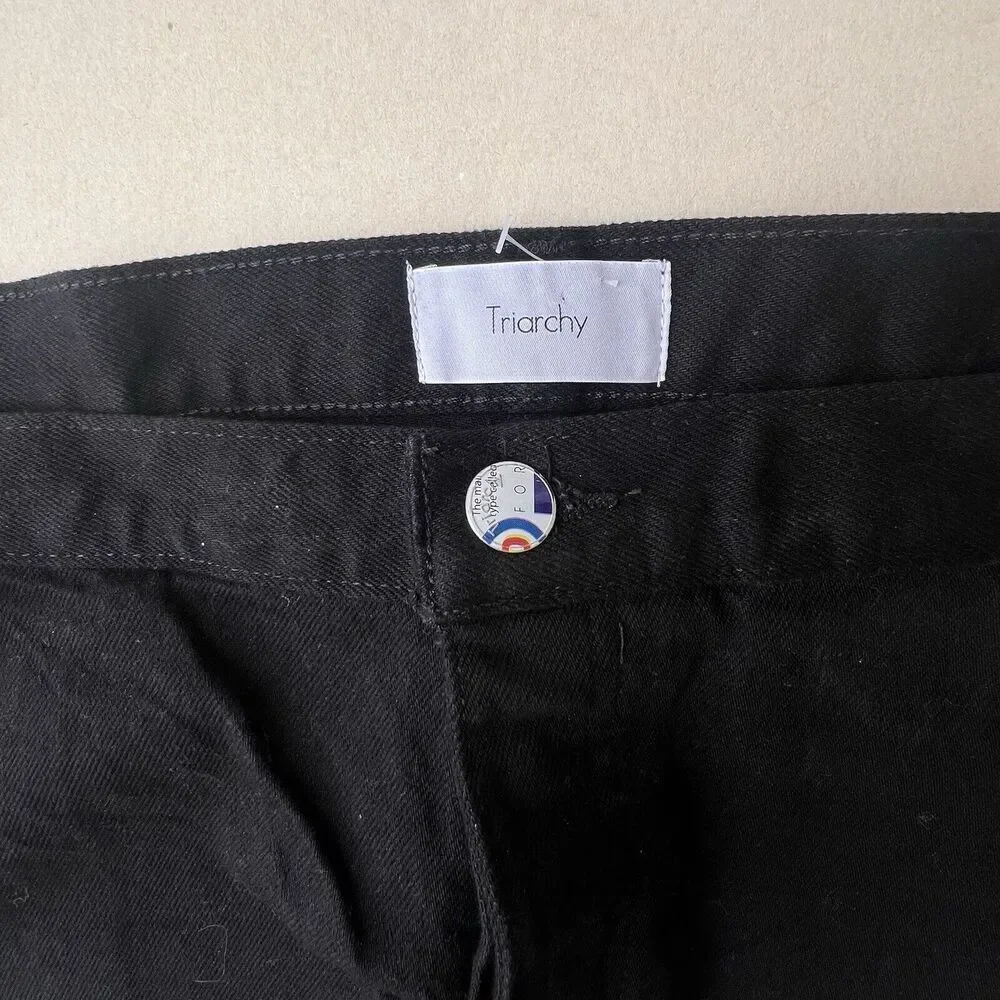 Triarchy Jeans Men 36 Slim Straight Stretch black  country Dark Denim Button Fly